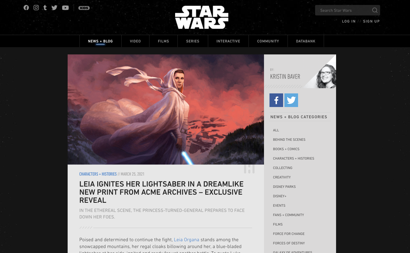 LEIA IGNITES HER LIGHTSABER IN A DREAMLIKE NEW PRINT FROM ACME ARCHIVES – EXCLUSIVE REVEAL