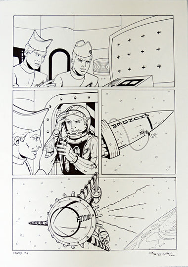 Original Thunderbirds Comic Pen and Ink Drawing