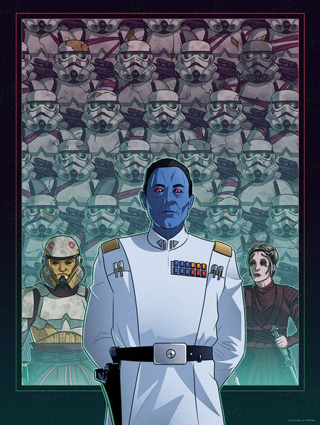 Artwork featuring a Thrawn in a white military uniform, surrounded by troopers  inspired by Star Wars: Ahsoka
