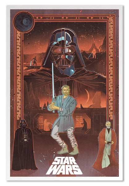 A limited edition Star Wars themed artwork featuring characters Darth Vader and Obi-Wan Kenobi with a dark, dramatic background.