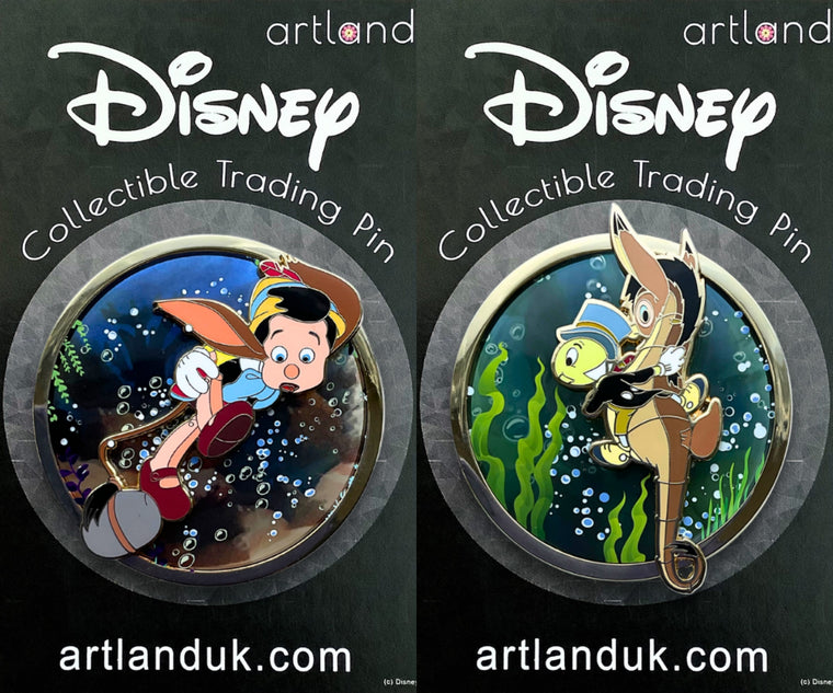 Pinocchio Pin on Glass Duo