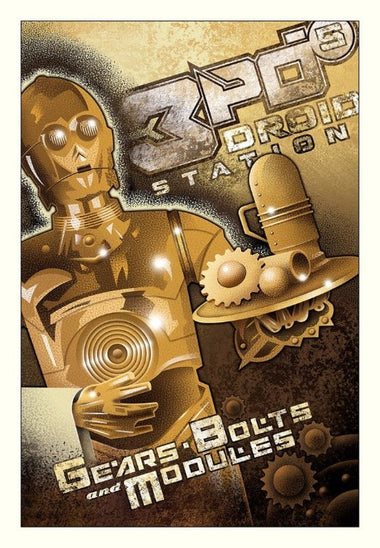 Star Wars interpretive artwork of C3PO with a serving tray