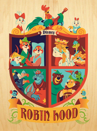 Robin Hood Crest on Wood Veneer