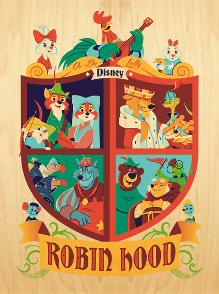 Robin Hood Crest on Wood Veneer