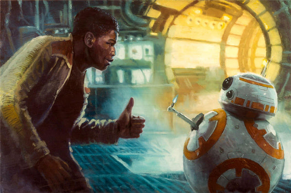 Limited edition canvas print featuring Finn and BB8 from Star Wars The Force Awakens