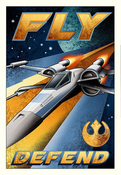 Star Wars - Fly and Defend by Mike Kungl; giclee limited edition art on canvas (small)