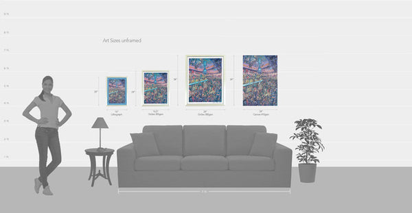 sizing chart for the four different warp core art pieces
